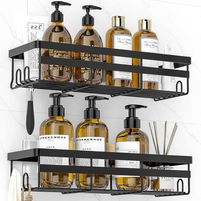2 Pack Adhesive Shower Caddies, No Drill Bathroom Shelves, Large