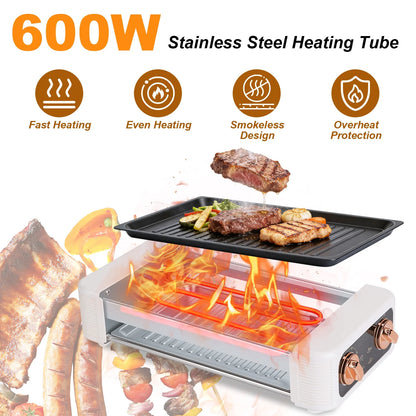 3 in 1 Electric Hot Dog Roller Machine with Grill & Griddle 6-Roller Hot Dog Cooker Smokeless Non-Stick Indoor Outdoor with 3 Temp Levels for BBQ Sausages Skewers Burgers Vegetables