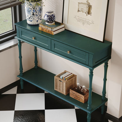 40" Modern Console Table, Assembled Entryway Table with 2 Drawers for Living Room, Green