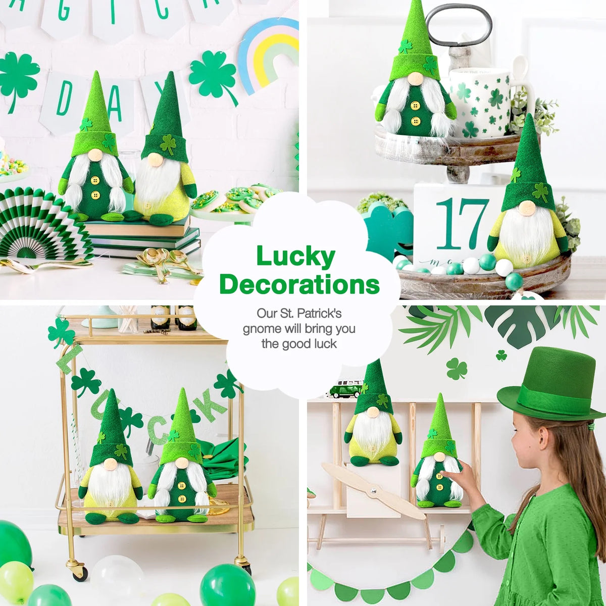2Pcs St Patricks Day Decorations Gnome Plush, Green Saint Paddy'S Day Elf St. Patricks Day Decor Gift Green (St.Patrick'S Day)