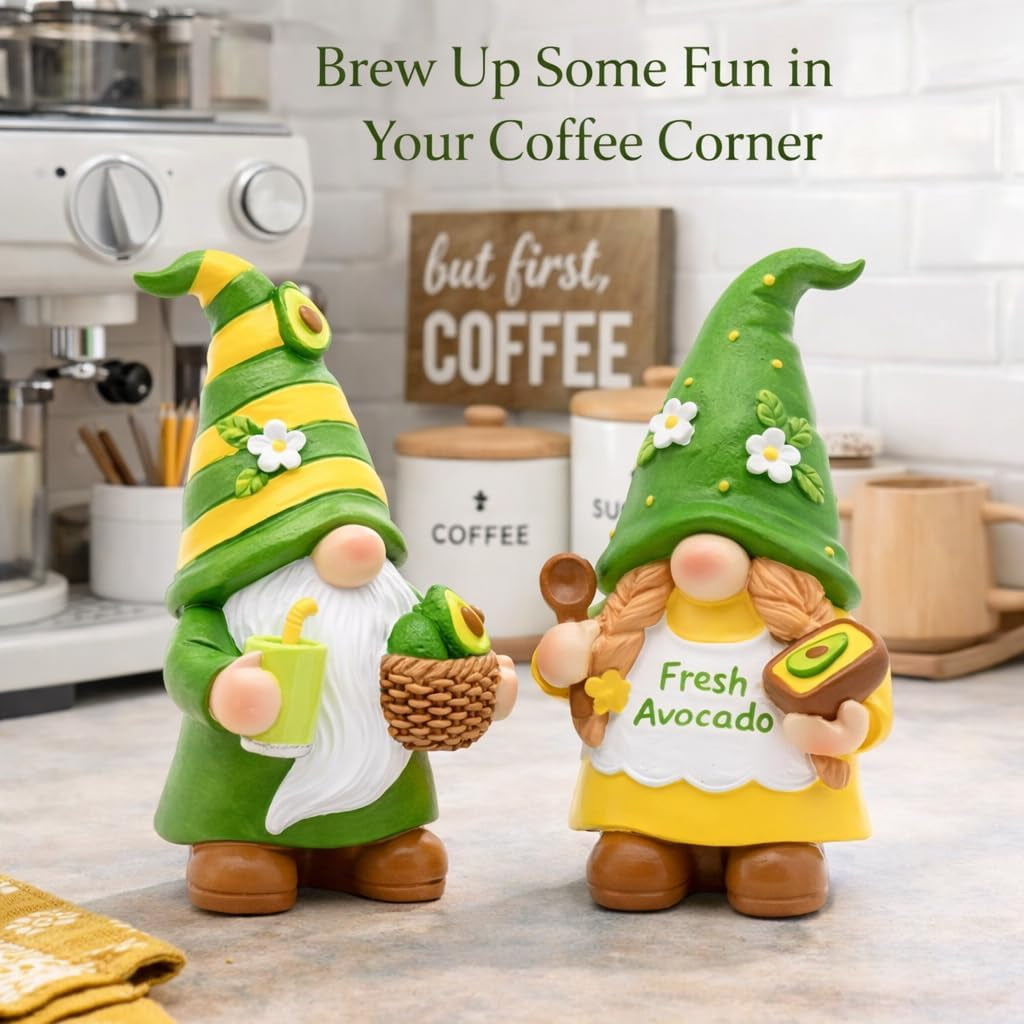 Avocado Gnome Set of 2, Summer Decorations for Home Kitchen Office