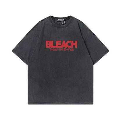 Anime Tshirts Men Women Bleach Zaraki Kenpachi Printed Acid T-Shirt Cotton Graphic Punk Harajuku Tees Men'S Clothing