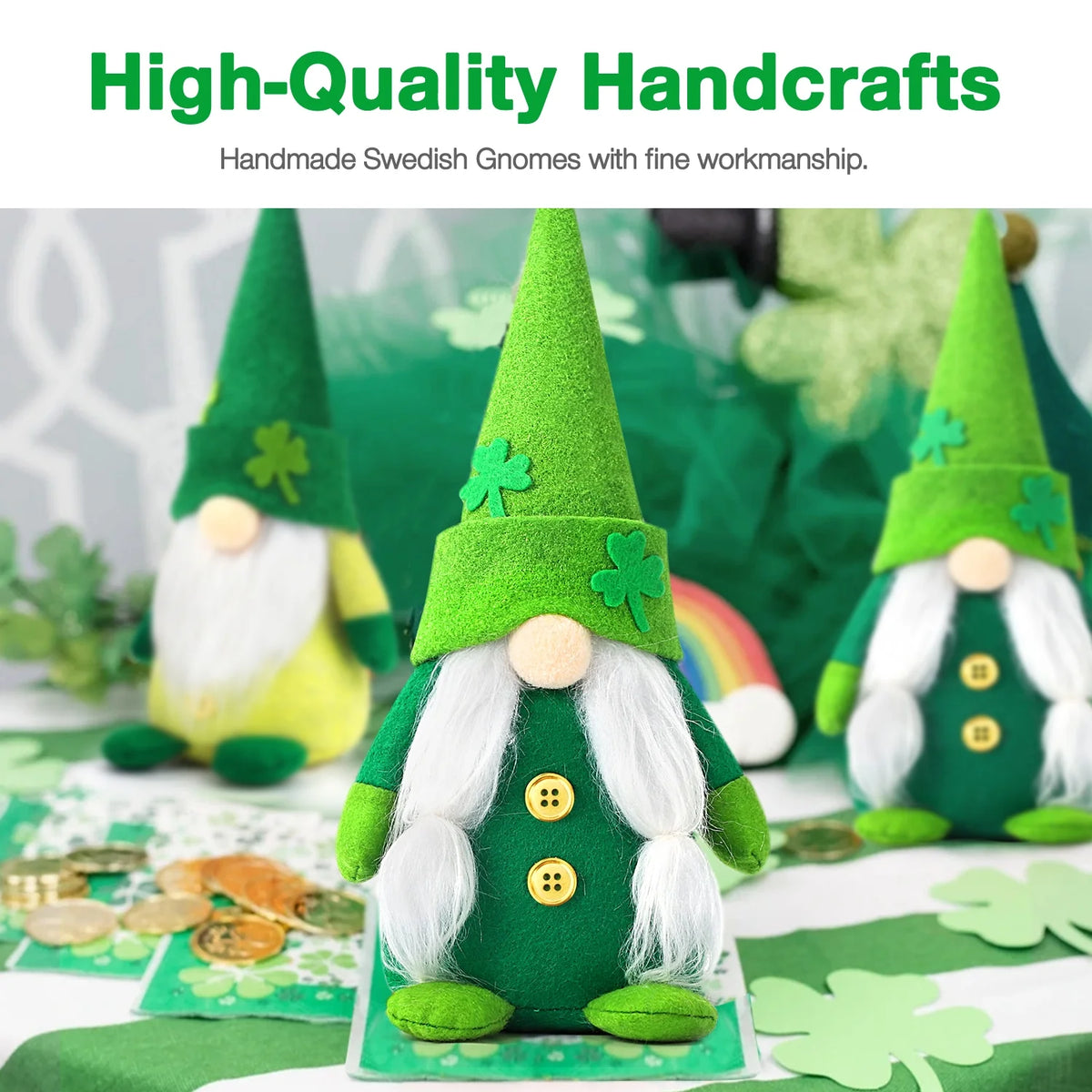 2Pcs St Patricks Day Decorations Gnome Plush, Green Saint Paddy'S Day Elf St. Patricks Day Decor Gift Green (St.Patrick'S Day)