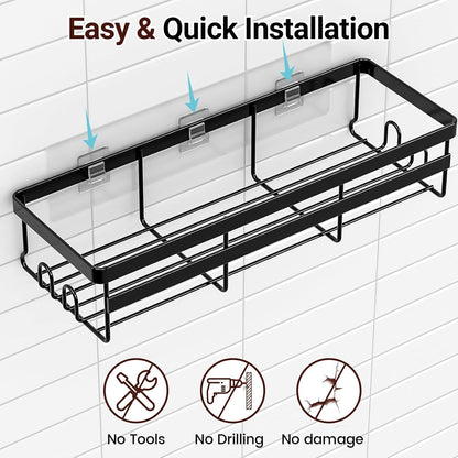 2 Pack Adhesive Shower Caddies, No Drill Bathroom Shelves, Large