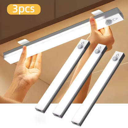 3Pack LED Motion Sensor Cabinet Lights USB Rechargeable Dimmable under Counter