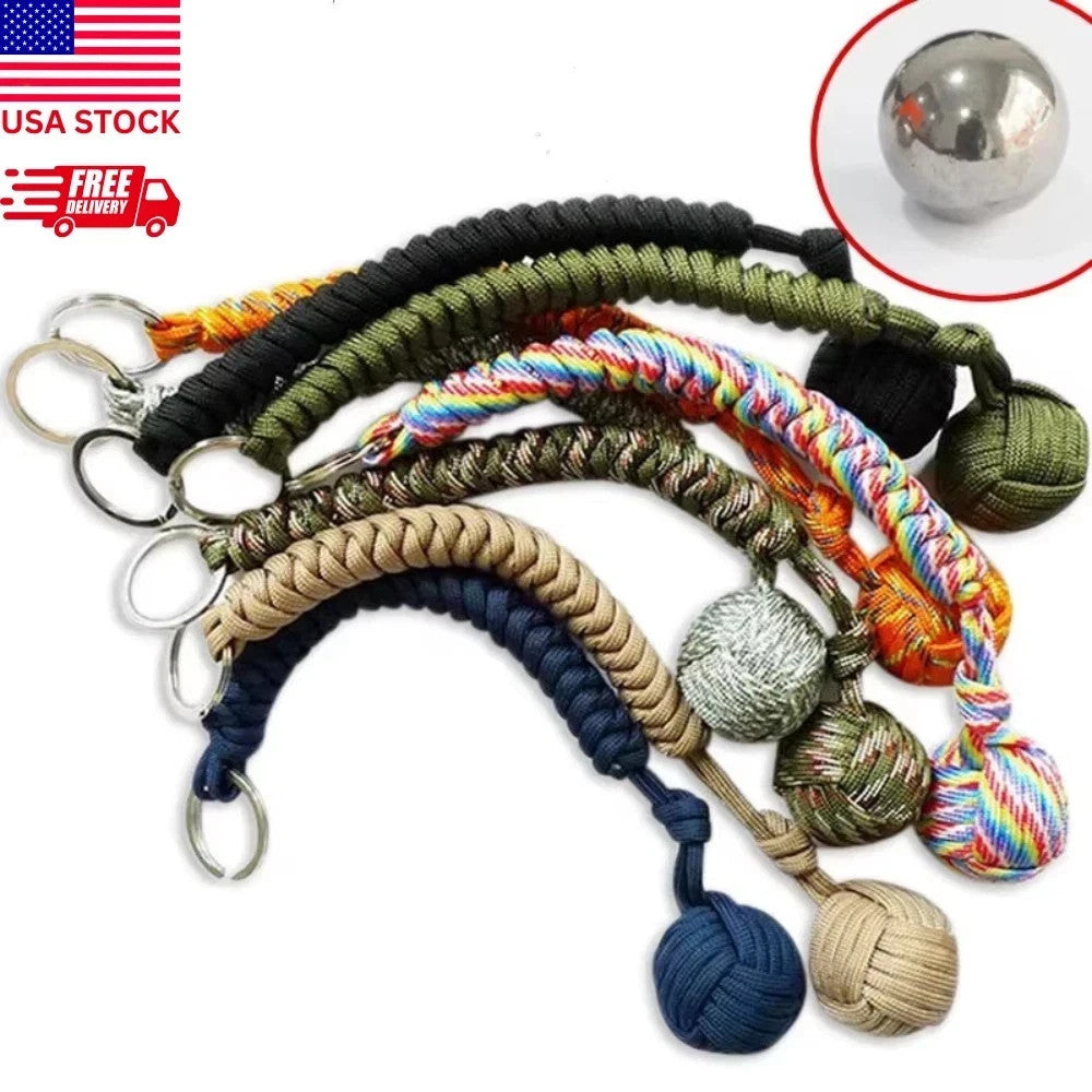 Paracord Monkey Fist Style Keychain Outdoor Hiking Accessory