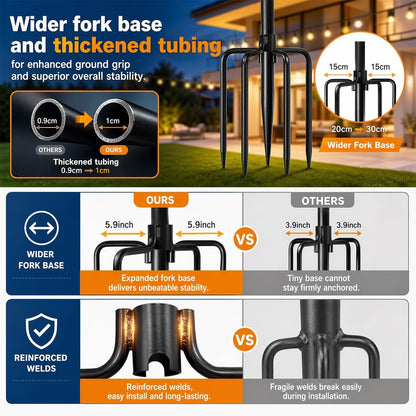 NEW 6 Pack 9FT String Light Poles Outdoor Metal Hanging Patio Garden Party