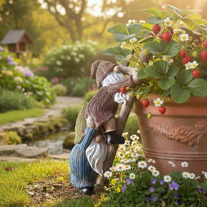 Garden Gnome Statue, Funny Resin Gnome Sculpture for Lawn Patio Climbing Tree Decor Outdoor (Gnome-A)