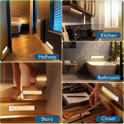 3Pack LED Motion Sensor Cabinet Lights USB Rechargeable Dimmable under Counter