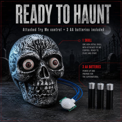 Sound Activated Skull Light up Eyes Creepy Sounds Halloween Decoration