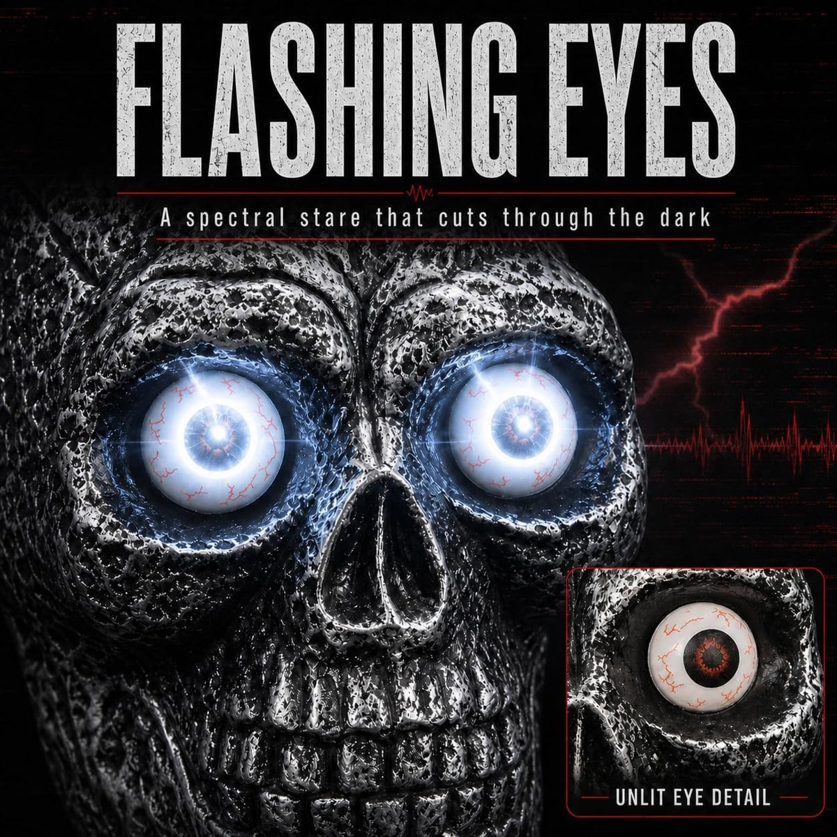 Sound Activated Skull Light up Eyes Creepy Sounds Halloween Decoration
