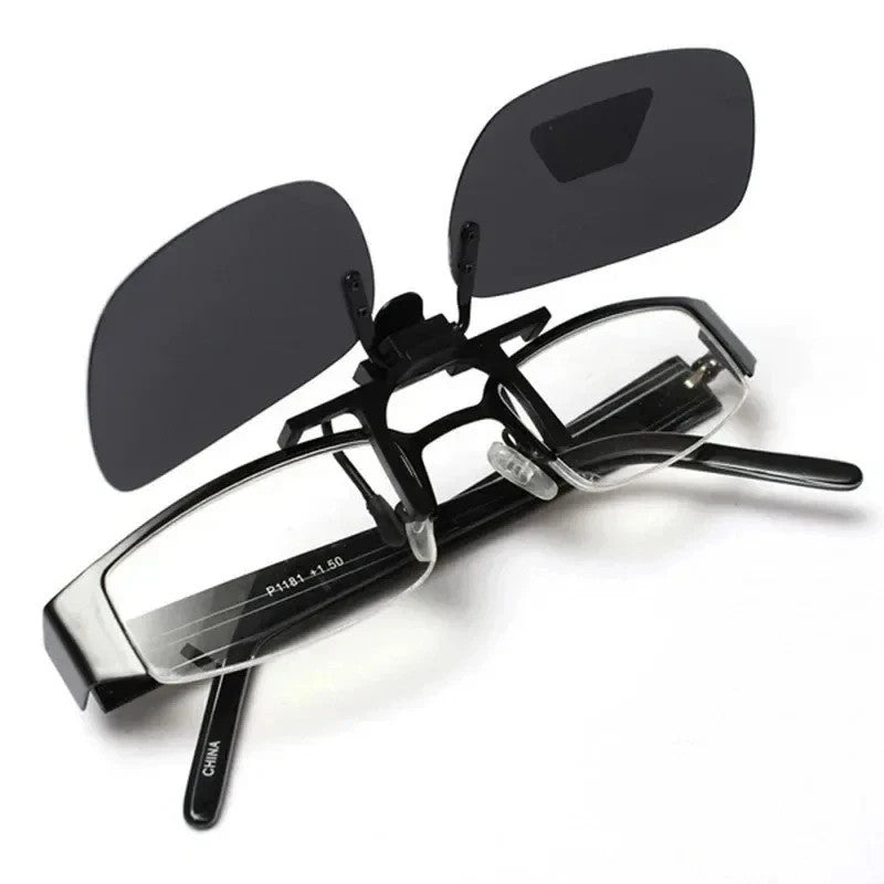 4 Color Grey Lenses Polarized Sunglasses Clip on Flip up UV 380 Driving Fishing