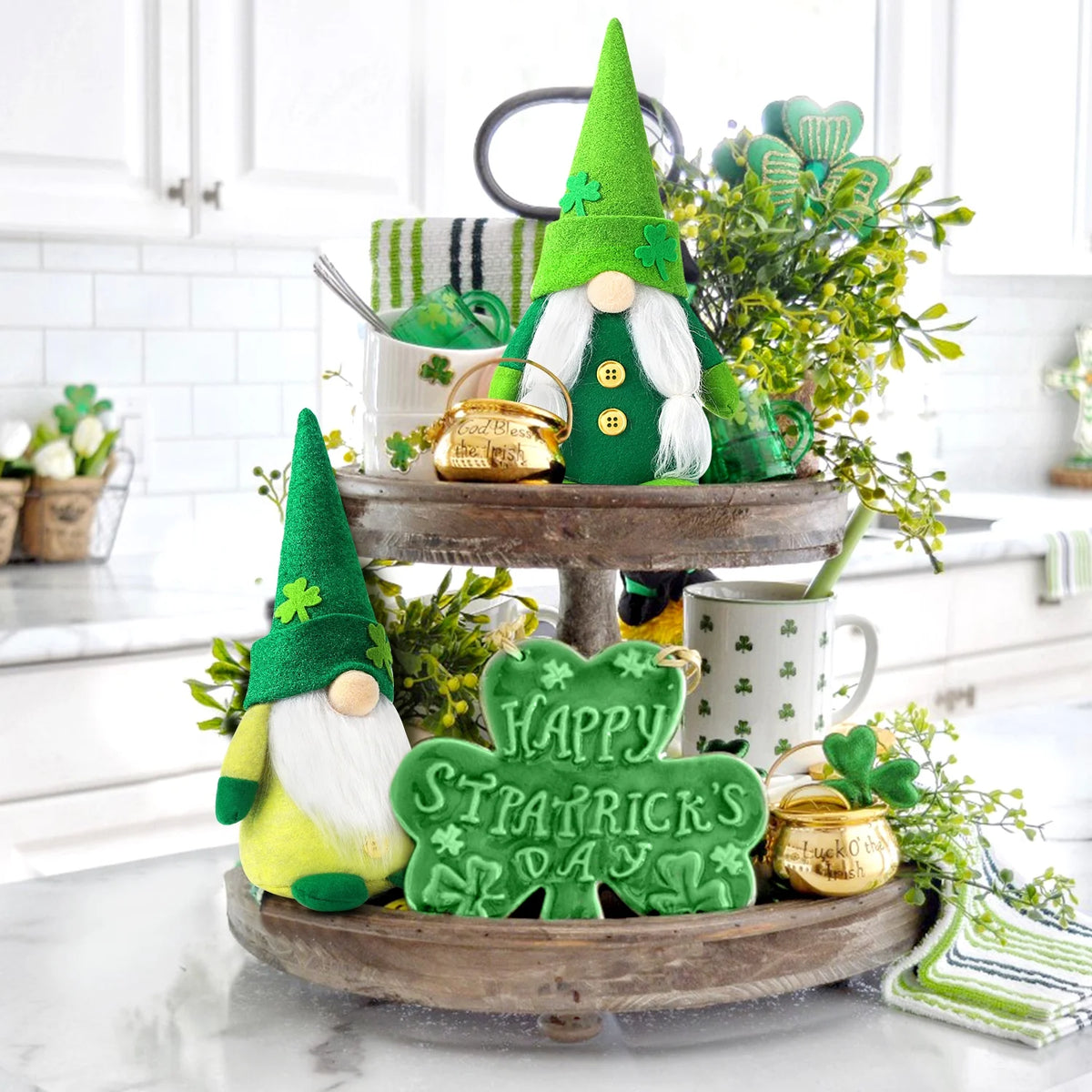 2Pcs St Patricks Day Decorations Gnome Plush, Green Saint Paddy'S Day Elf St. Patricks Day Decor Gift Green (St.Patrick'S Day)
