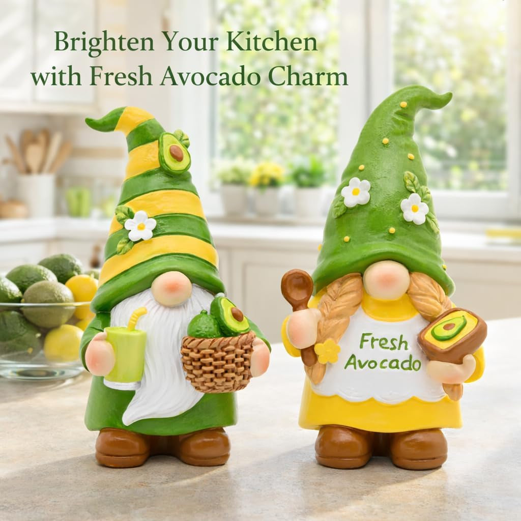 Avocado Gnome Set of 2, Summer Decorations for Home Kitchen Office