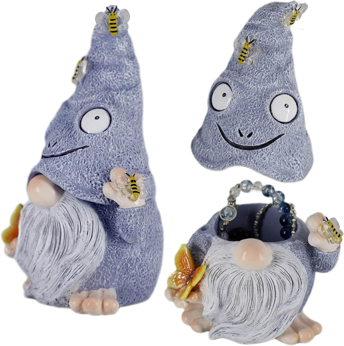 Hide a Key outside Gnome Figurine Key Hiders Outdoor Garden Gnomes Statues Decorations for Yard Hidden Spare Key Holder Lock Box Grey