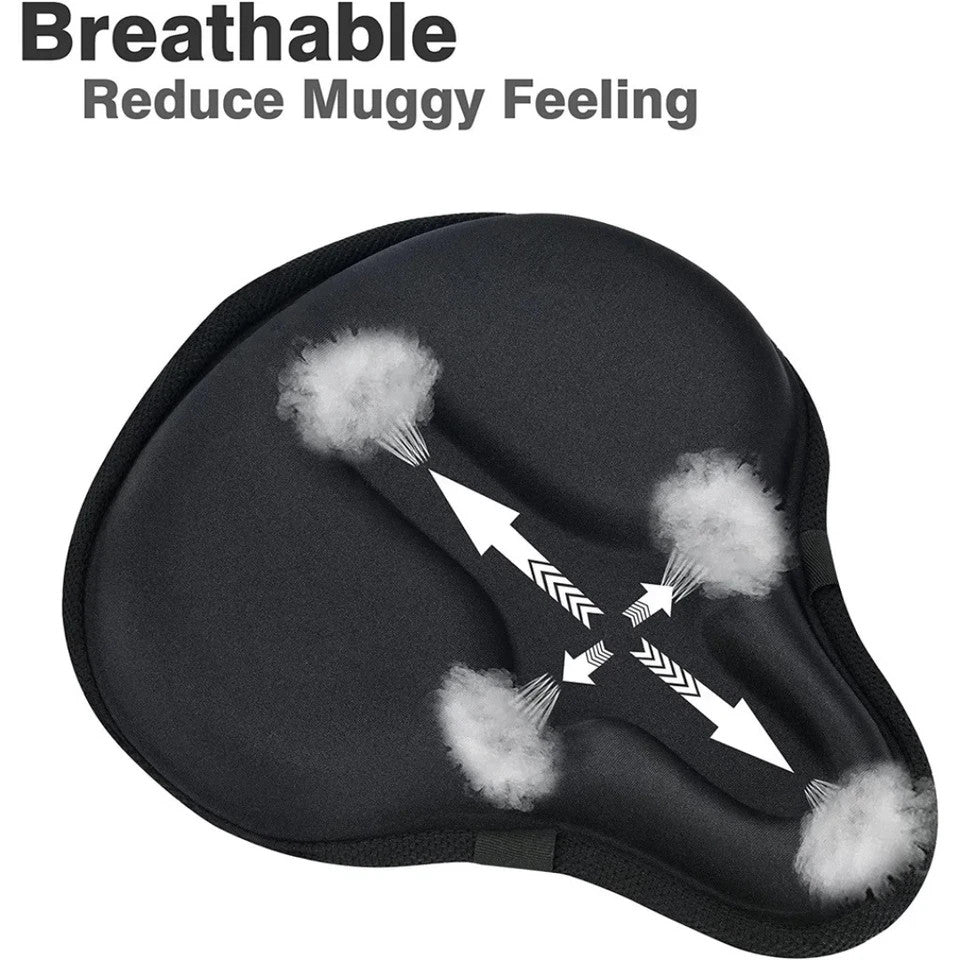 Comfort Bike Seat Cushion Soft Gel Extra Wide Big Bum Bicycle Saddle Pad Sporty