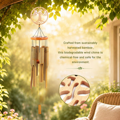 Bamboo Wind Chimes Outdoor,Tree of Life Wooden Wind Chimes
