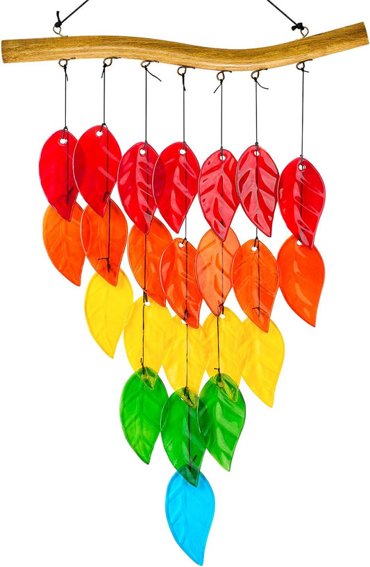 Glass Wind Chimes，Wind Chimes for Outside，Colorful Wind Chime 28" Garden Chimes for Home Patio, Housewarming Gifts for New House, Gift for Unisex