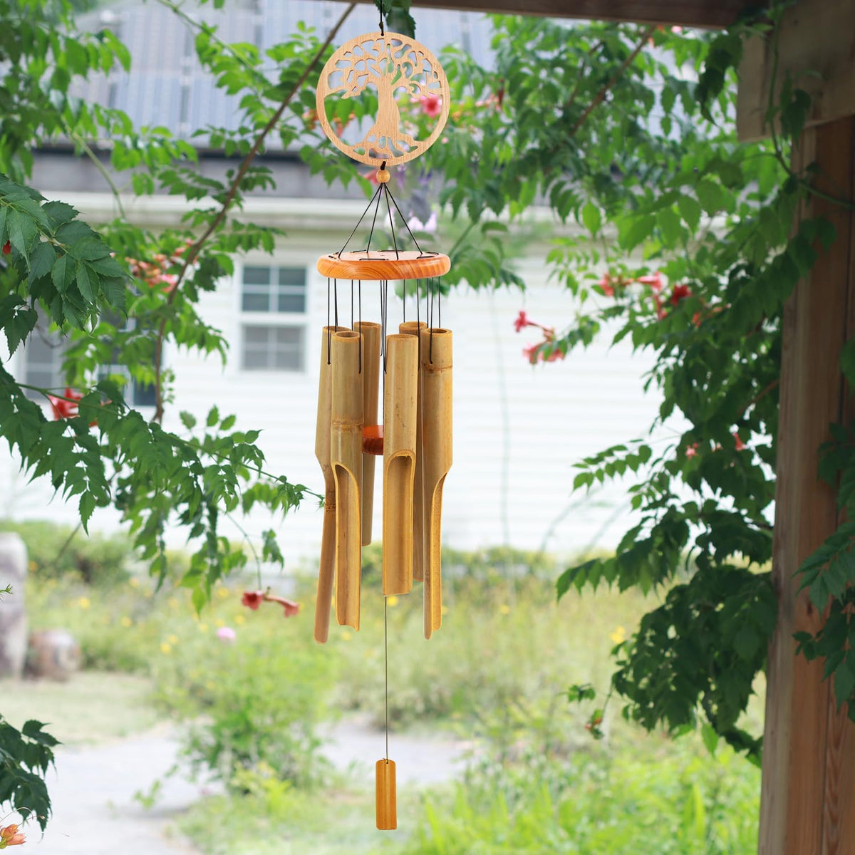 Bamboo Wind Chimes Outdoor,Tree of Life Wooden Wind Chimes