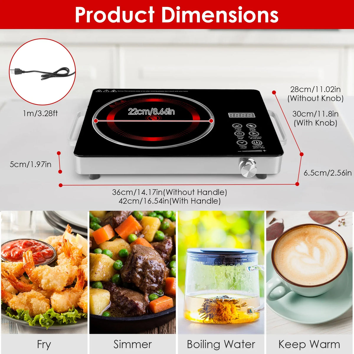 1Pc Electric Ceramic Stove Electric Cooktop Hot Plate Infrared Countertop Burner Sing Double Burner Options