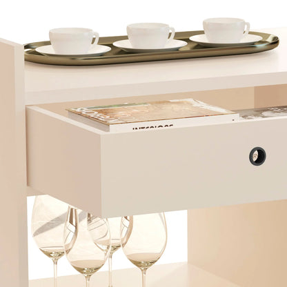 Boahaus Evershot Bar Cabinet with Open Shelves & Wooden Legs | Modern Design
