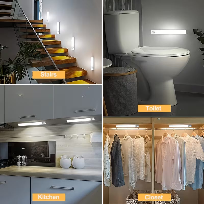 3Pack LED Motion Sensor Cabinet Lights USB Rechargeable Dimmable under Counter