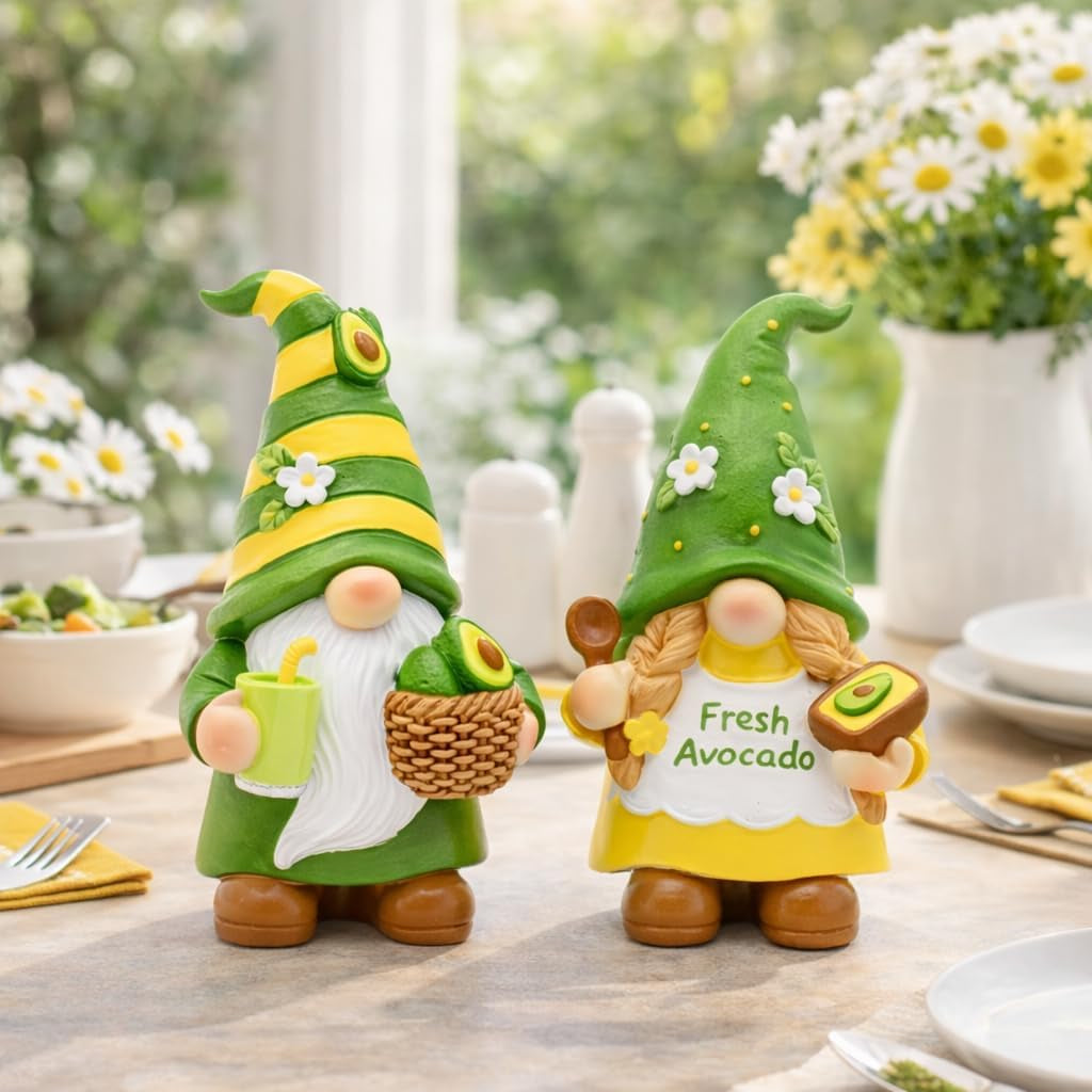 Avocado Gnome Set of 2, Summer Decorations for Home Kitchen Office