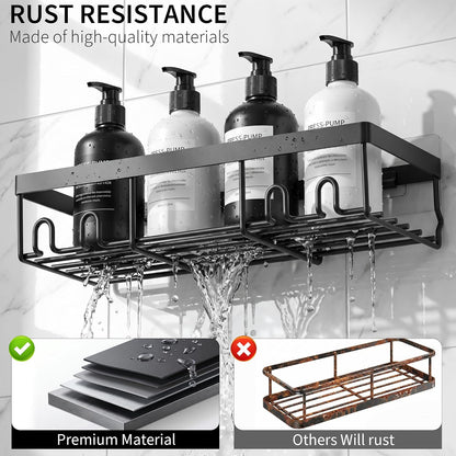 Shower Caddy Shelf Organizer Rack, Self Adhesive Black Bathroom Shelves Basket, Home Farmhouse Wall inside Organization and Storage Decor Rv Accessories, First Camper Apartment Essentials