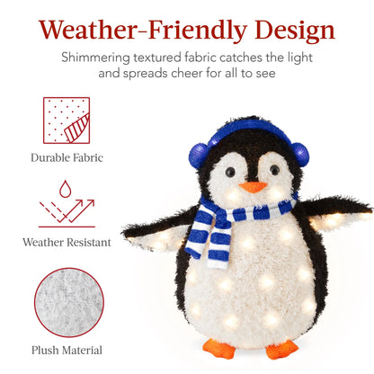 2-Piece Lighted 3Ft Pop-Up Penguin Family Outdoor Christmas Decoration W/150 LED Lights, Blue/White