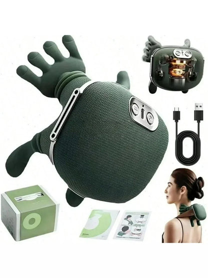 Advanced 4D Shiatsu Neck and Shoulder Massager with Heat & Finger Massage - Wireless, Deep Tissue, Simulated Human Hand Design