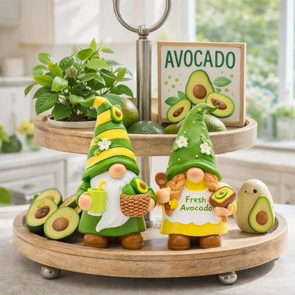 Avocado Gnome Set of 2, Summer Decorations for Home Kitchen Office