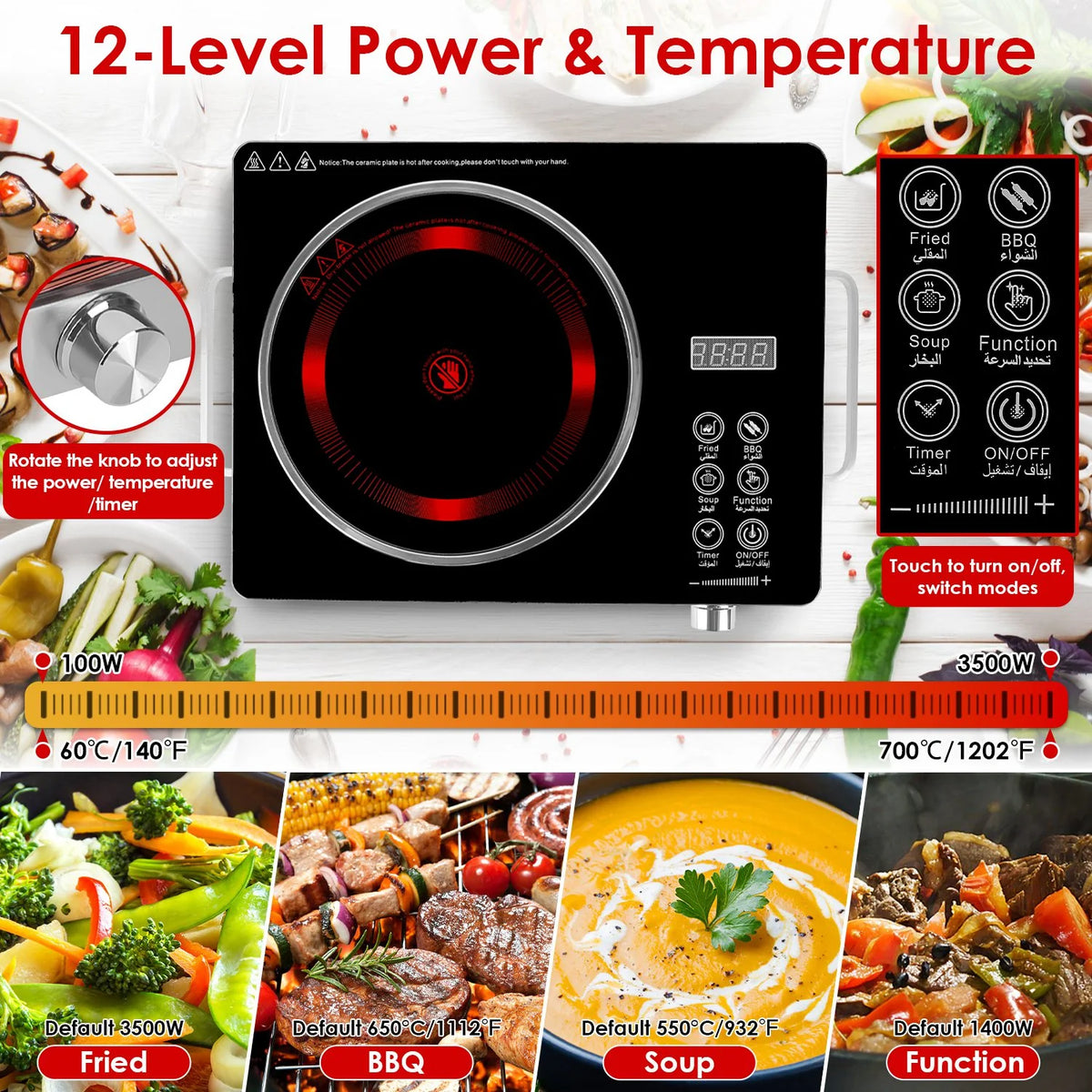 1Pc Electric Ceramic Stove Electric Cooktop Hot Plate Infrared Countertop Burner Sing Double Burner Options