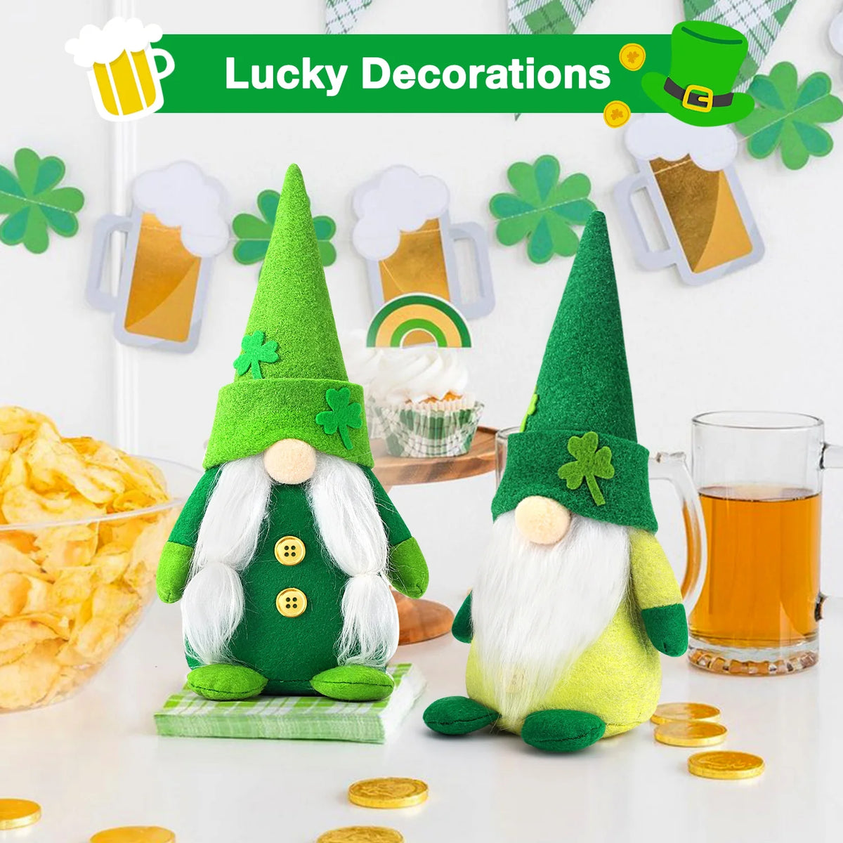 2Pcs St Patricks Day Decorations Gnome Plush, Green Saint Paddy'S Day Elf St. Patricks Day Decor Gift Green (St.Patrick'S Day)
