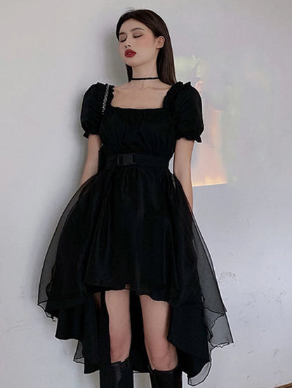 Harajuku Y2K Cyber Alt Dress E Girl Ruffle Hepburn Kawaii Ropa Fairycore Irregular Black Gothic Dresses Emo Mini Lolita Vestidos