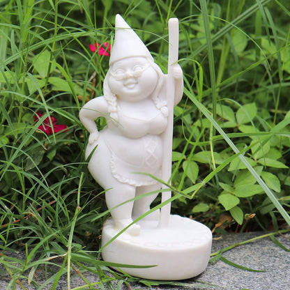 Paint Your Own Garden Gnome Statues, Unpainted Pole Dancing Gnome Statue, Unpainted DIY Gnome Figurines, Funny Outdoor Gnome Figure, Dancing Lady Gnome Statue(6.7"/17 Cm)