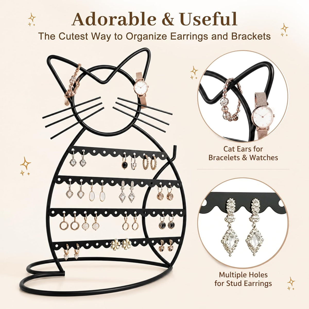 Jewelry Organizer Stand, Earring Storage for Girls