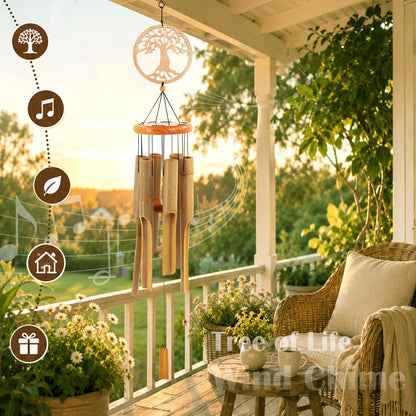 Bamboo Wind Chimes Outdoor,Tree of Life Wooden Wind Chimes